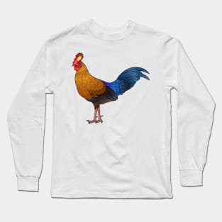 Sri Lankan junglefowl bird cartoon illustration Long Sleeve T-Shirt